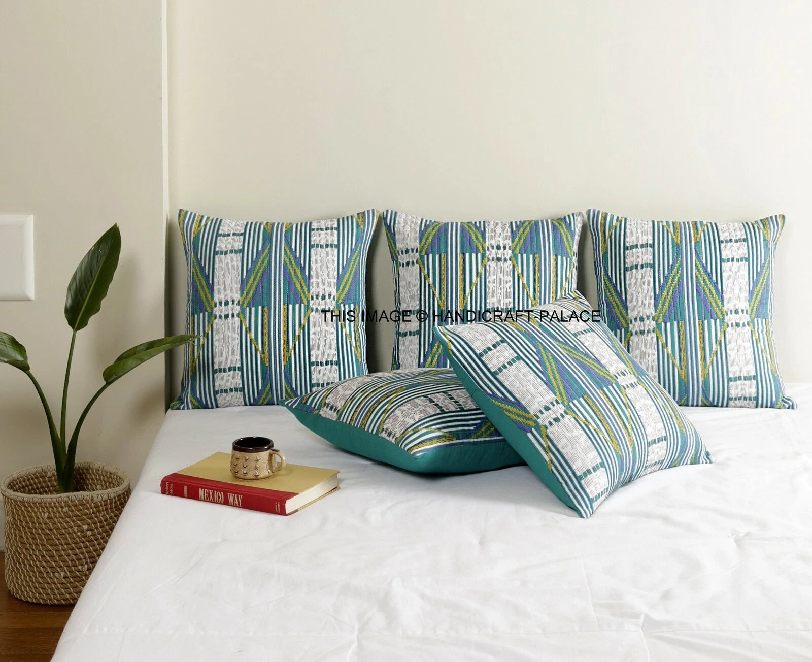 Indian Handmade Kantha Cotton Cushion Cover Bed Pillow Cases Sofa Throw-16"