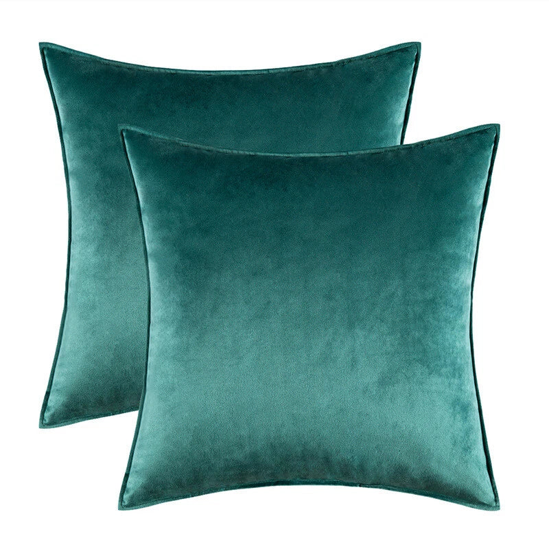 New 18" 20" 24" Velvet Piped Solid Cushion Cover Pillow Case Home Sofa Bed Decor