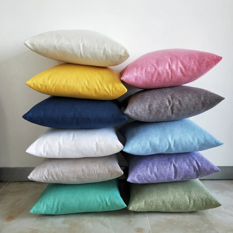 Solid Linen Cushion Cover Throw Pillow Cases for Couch Sofa Bed 16" 18" 20"