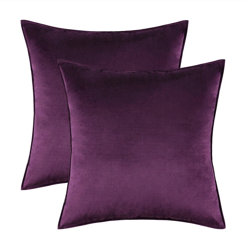 New 18" 20" 24" Velvet Piped Solid Cushion Cover Pillow Case Home Sofa Bed Decor