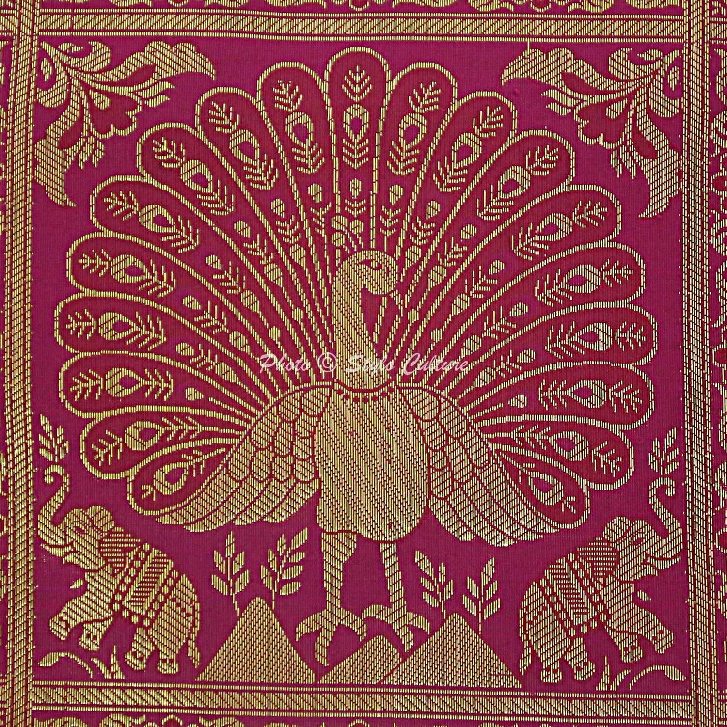 Indian Peacock Brocade Cushion Cover Handmade Sofa Pillow Case Cover Throw 12"