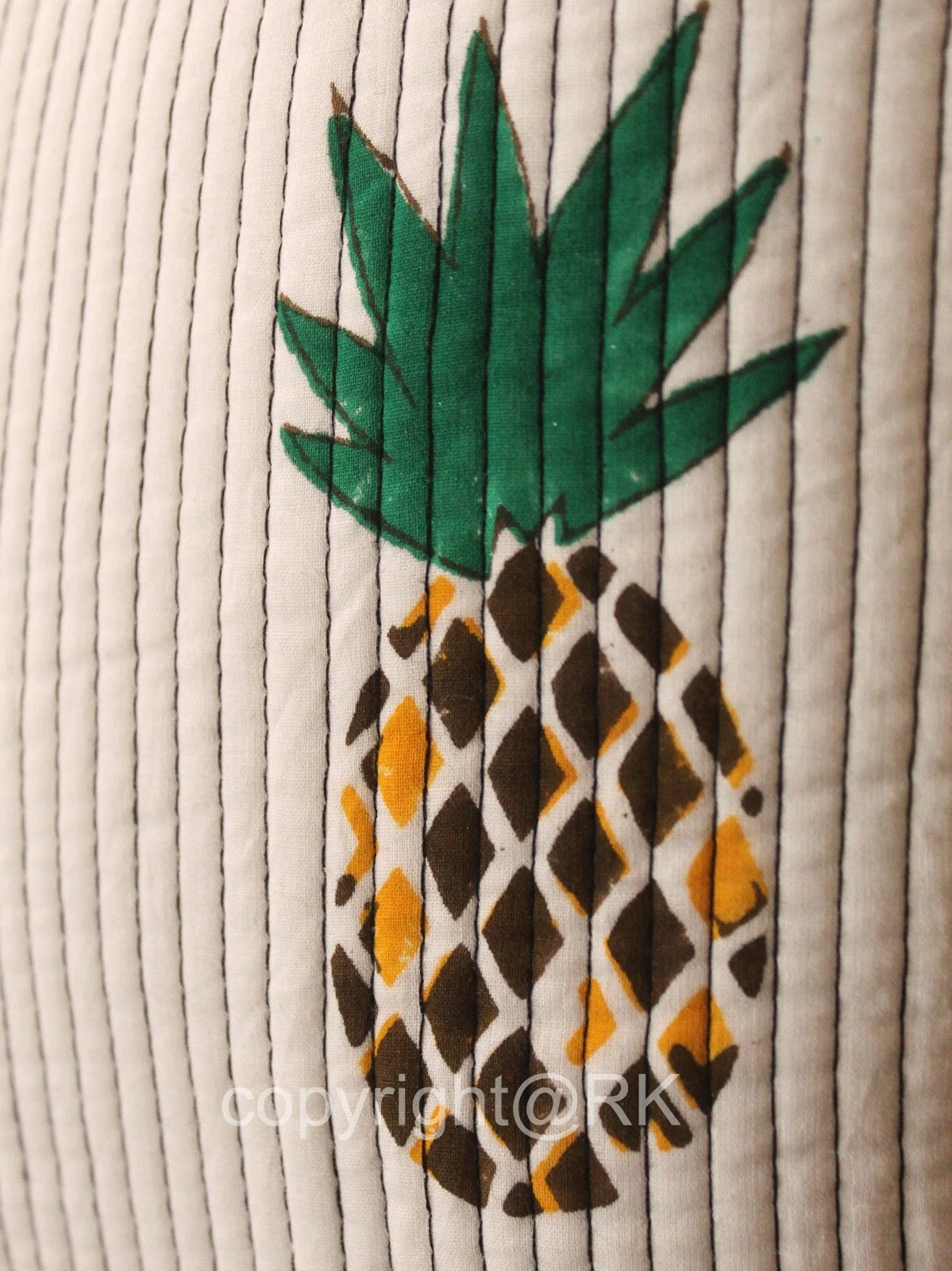 Quilted Pillow 2PC Set Pineapple Printed Pillow Cover Case Couch Cushion Cover