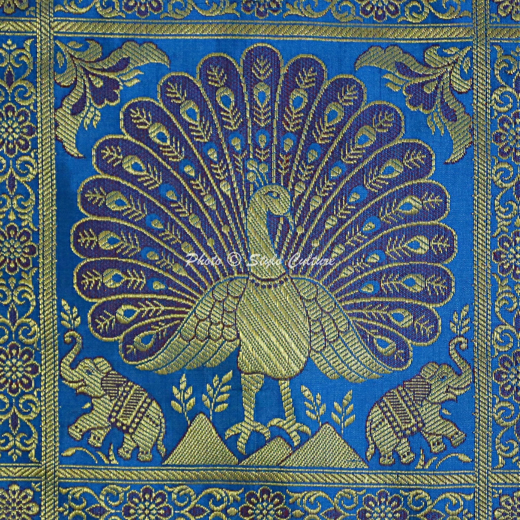 Indian Peacock Brocade Cushion Cover Handmade Sofa Pillow Case Cover Throw 12"