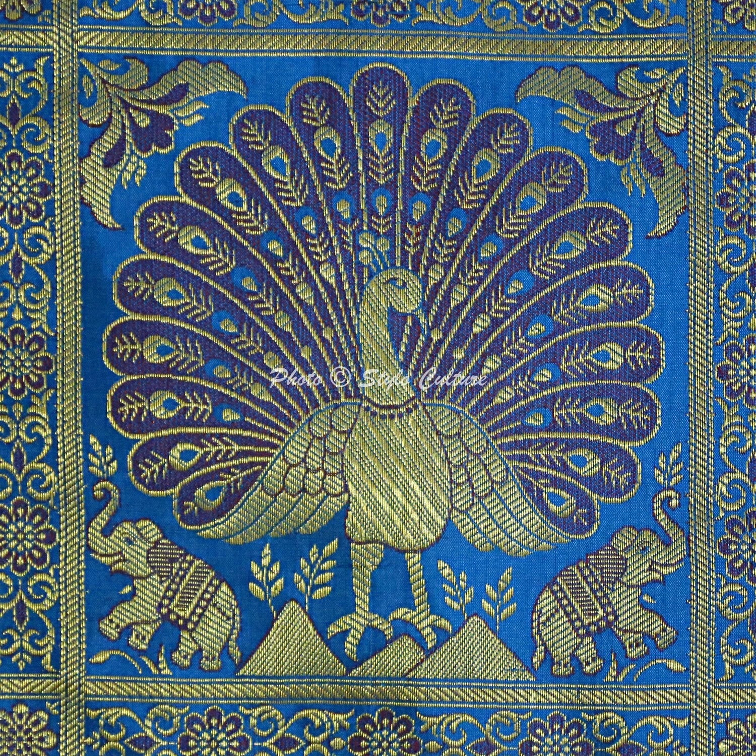Indian Peacock Brocade Cushion Cover Handmade Sofa Pillow Case Cover Throw 12"