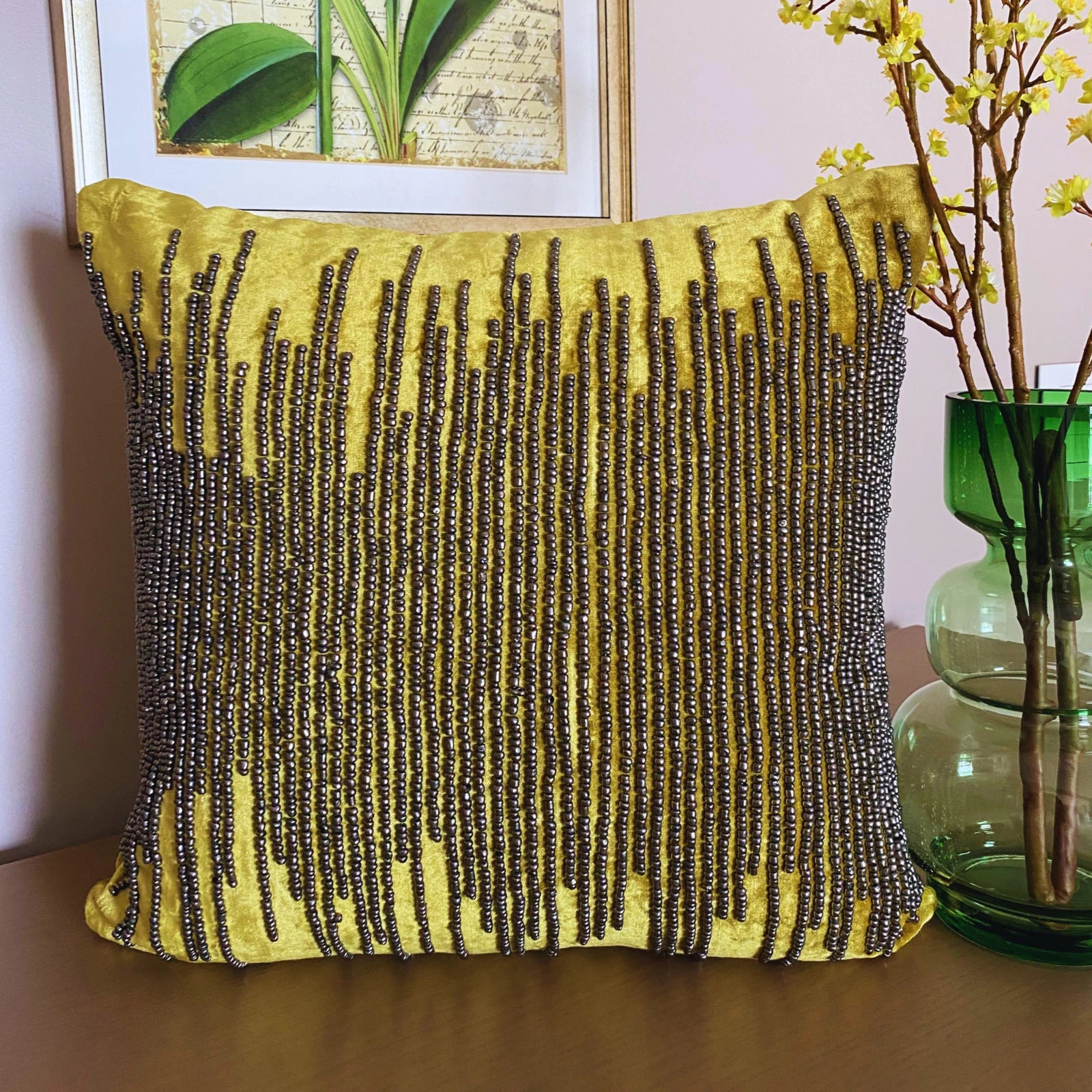 Decorative Sofa Cushion Case Green 16"x16", Bed Decor Velvet - Chartreuse Spill