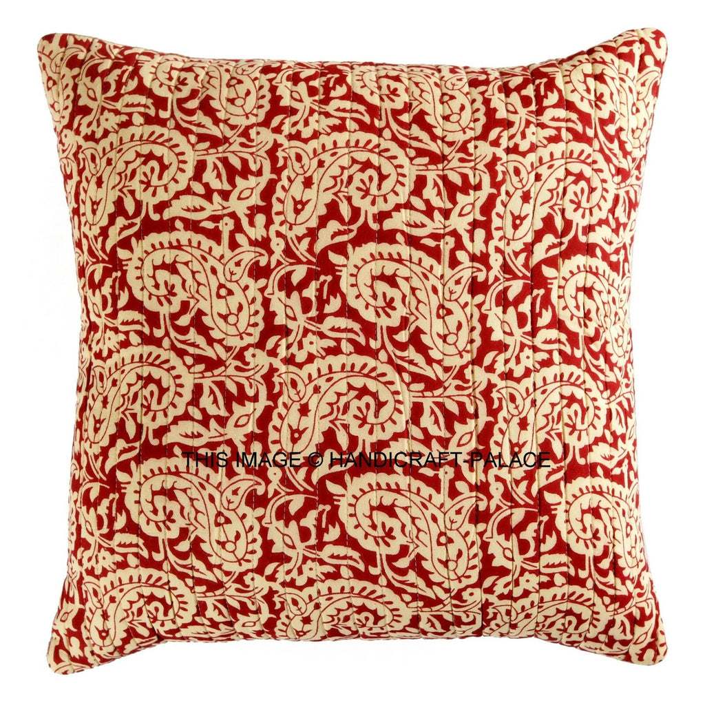 Indian Handmade Kantha Cotton Cushion Cover Bed Pillow Cases Sofa Throw-16"