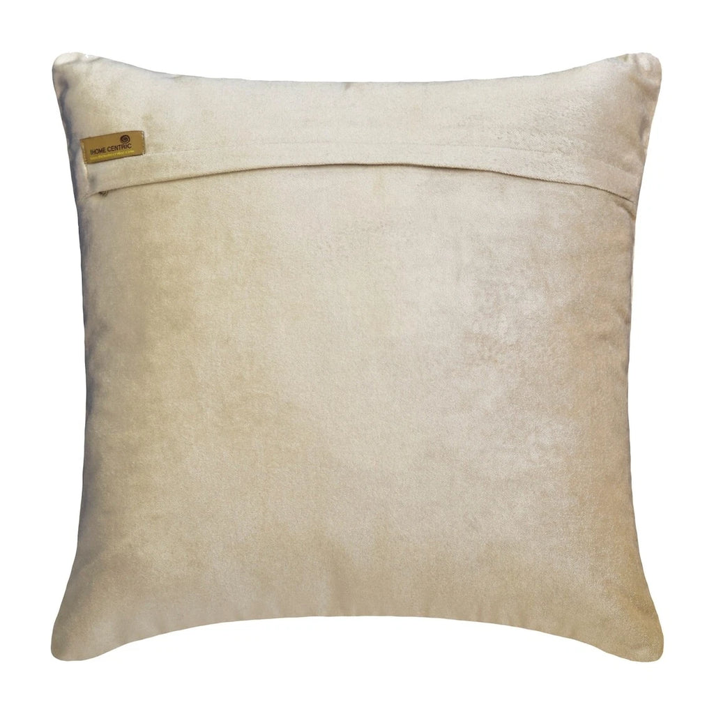 Square Couch Cushion Cover Ivory 16"x16", Bed Decor Velvet Beaded - Abigail