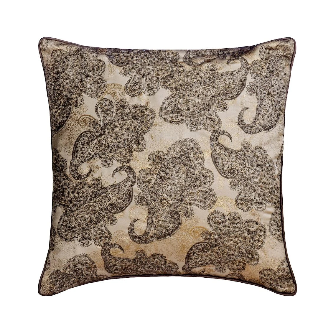 Couch Pillow Case Grey 16"x16", Bed Decor Silk Abstract - Paisley Elegance