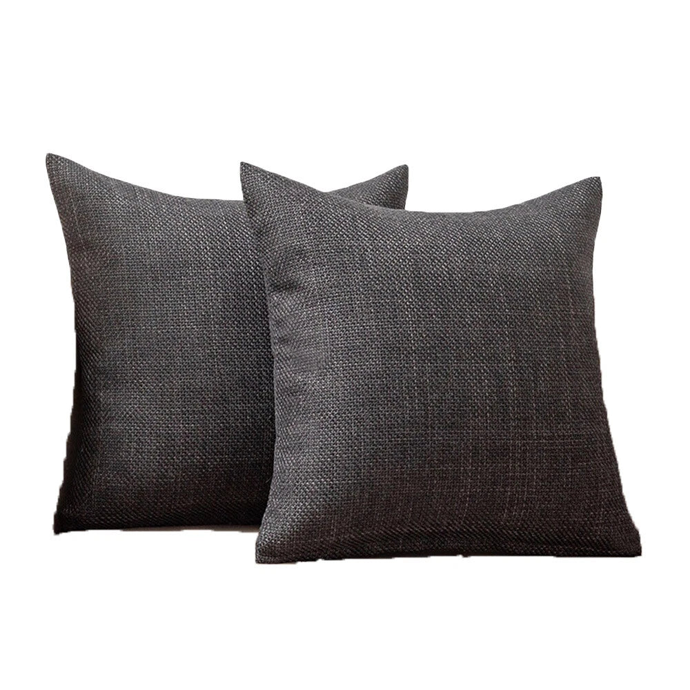 2 Packs Linen Cotton Cushion Cover Home Sofa Car Bed Office Throw Pillowcase