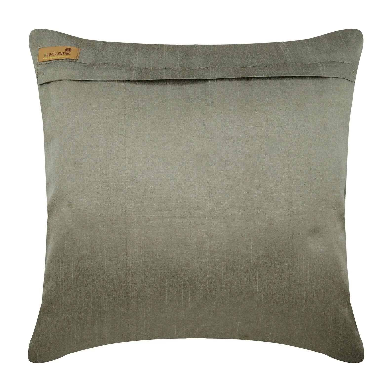 Couch Cushion Case Silver 16"x16", Bed Decor Silk Beaded - Silver Center