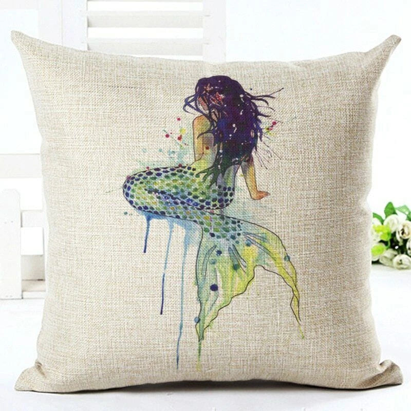 RUBYLOVE Mermaid Pattern Pillow Cushion Cover Car Home Decoration Sofa Bed