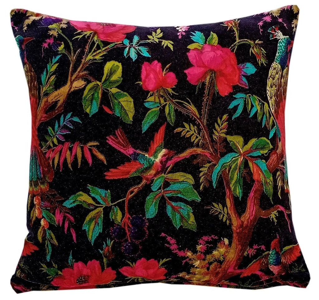 Indian Black Bird Velvet Cushion Cover Home Decor Sofa Decor Pillow Case Covers