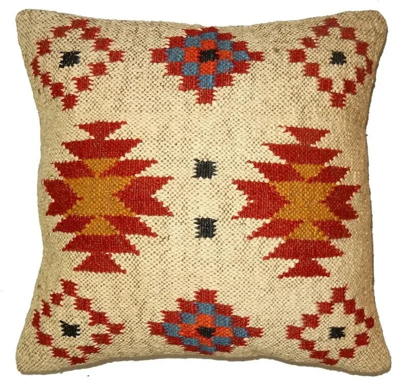 Indian Jute Wool Kilim Cushion Cover Vintage Look Your Home Pillow cover throw