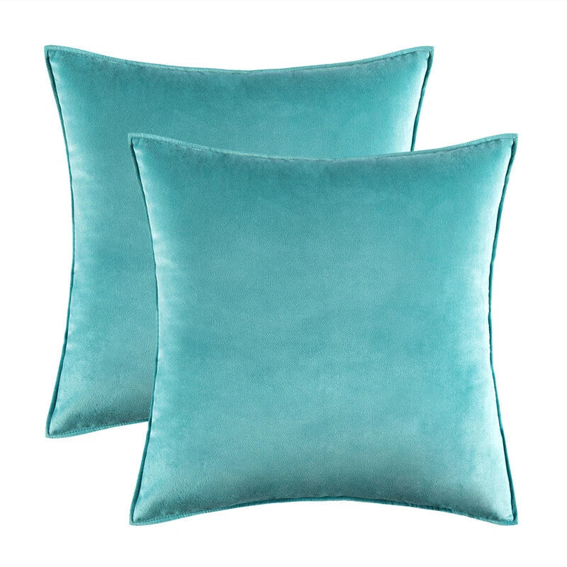 New 18" 20" 24" Velvet Piped Solid Cushion Cover Pillow Case Home Sofa Bed Decor