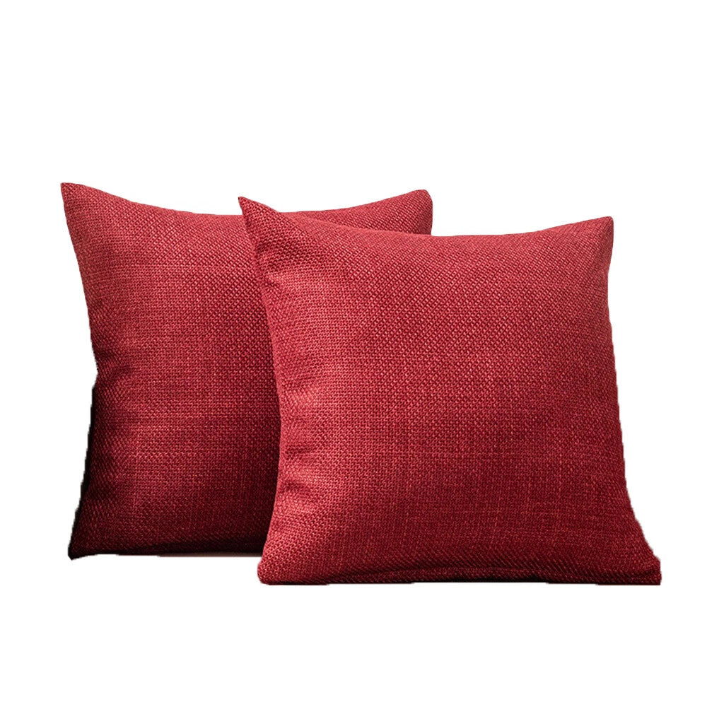 2 Packs Linen Cotton Cushion Cover Home Sofa Car Bed Office Throw Pillowcase