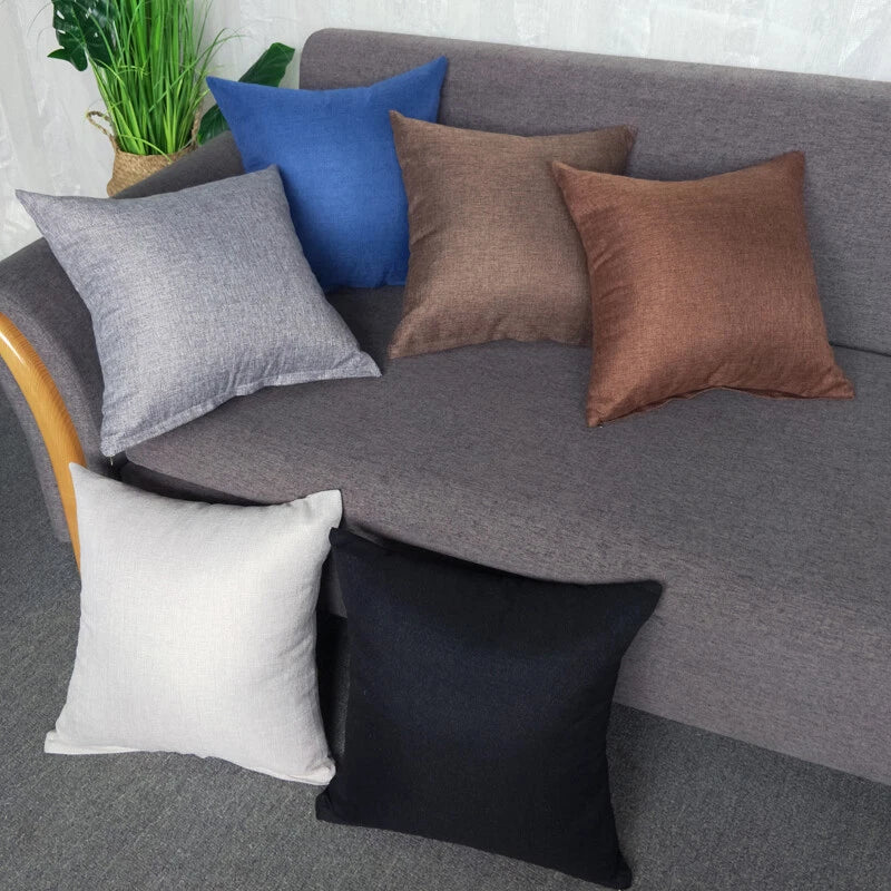 Solid Linen Cushion Cover Throw Pillow Cases for Couch Sofa Bed 16" 18" 20"