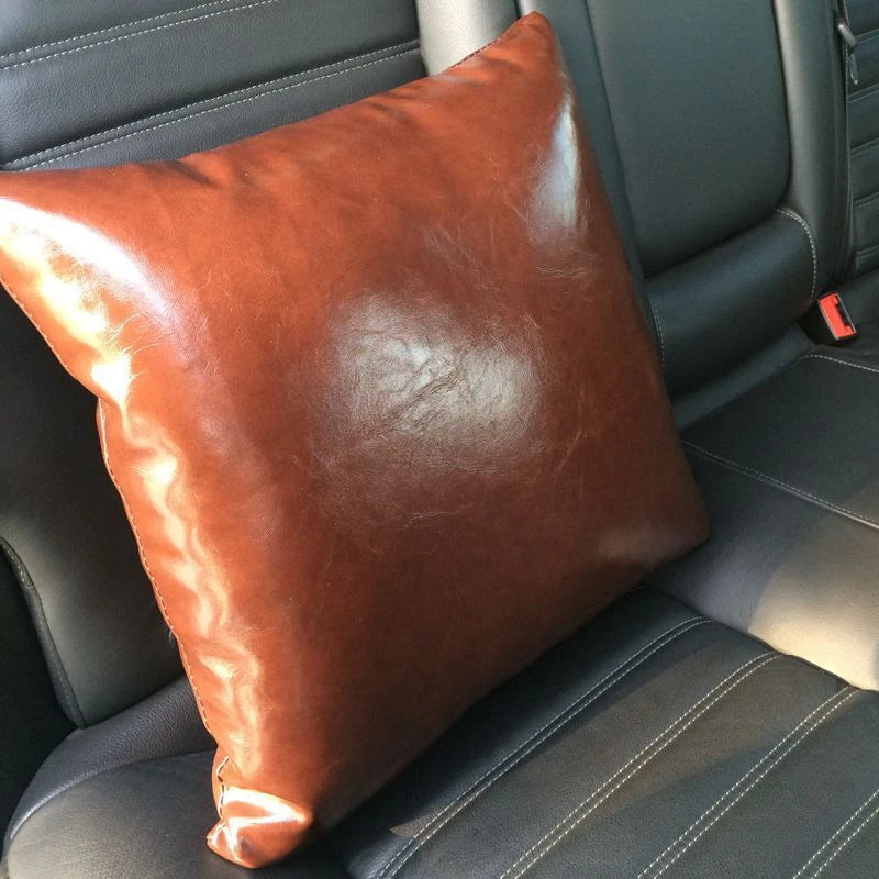 Faux Leather Throw Pillow Case Square Luxury Cushion Covers Bar Sofa Home Decor