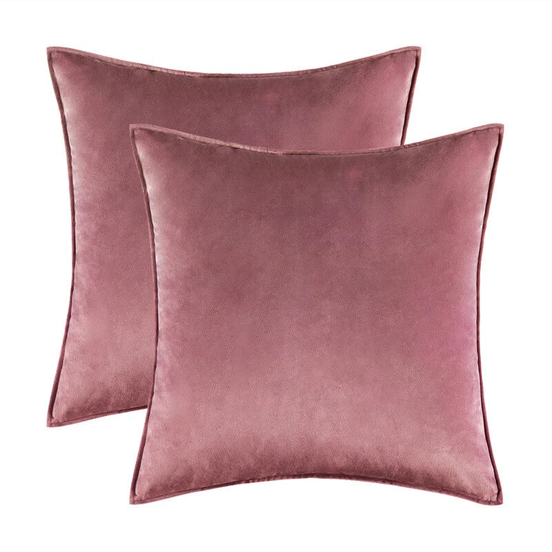 New 18" 20" 24" Velvet Piped Solid Cushion Cover Pillow Case Home Sofa Bed Decor