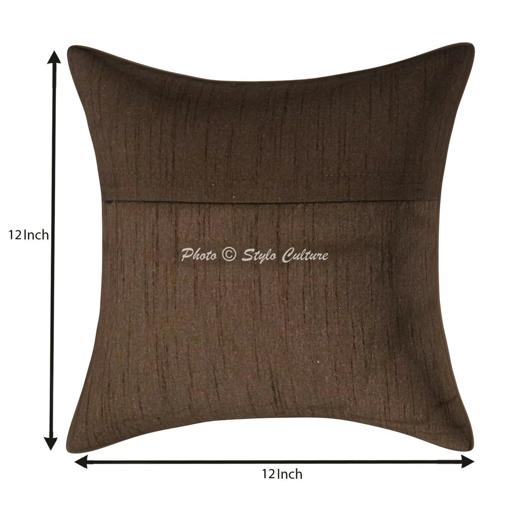 Indian Sofa Cushion Cover Handmade Brocade Silk Pillow Case Cover Throw 12 X 12"