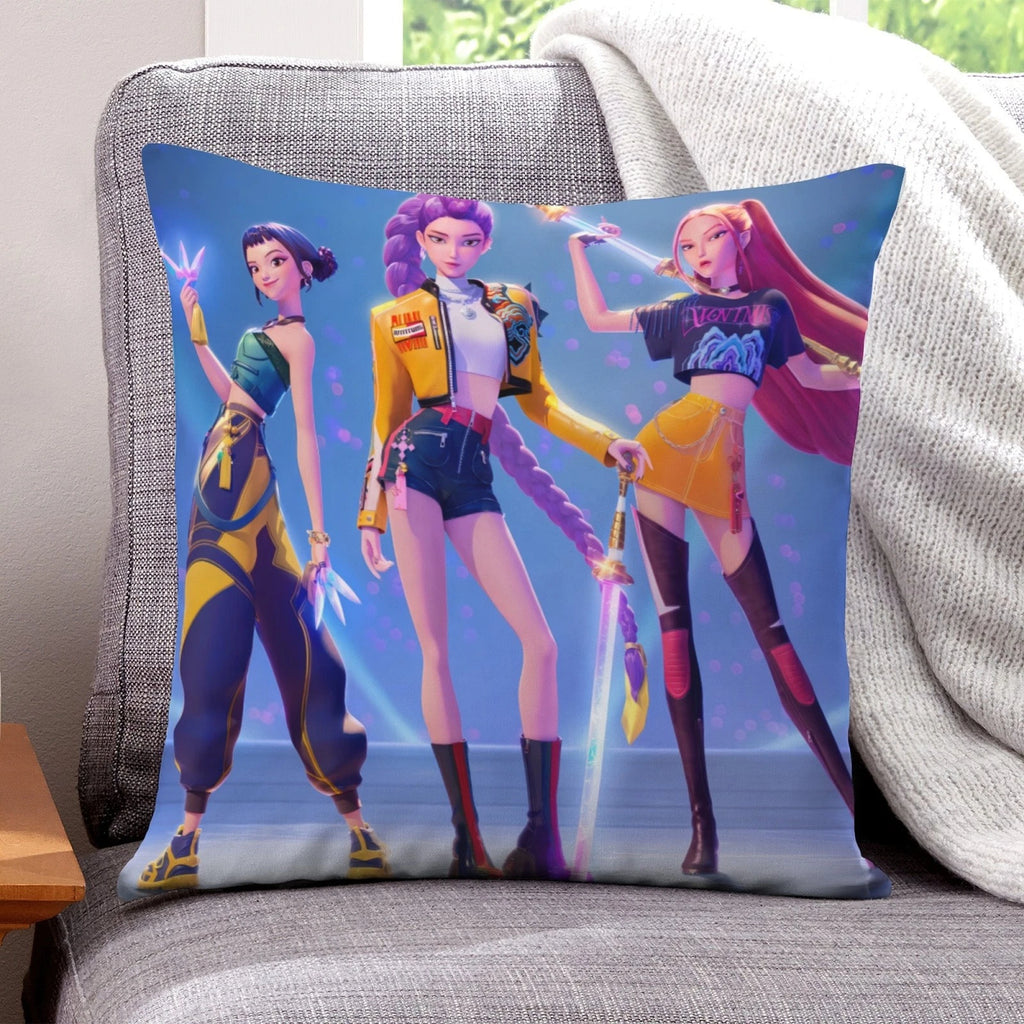 KPOP Hunters Throw Pillowcases Square Cushion Covers Cotton Linen for Sofa