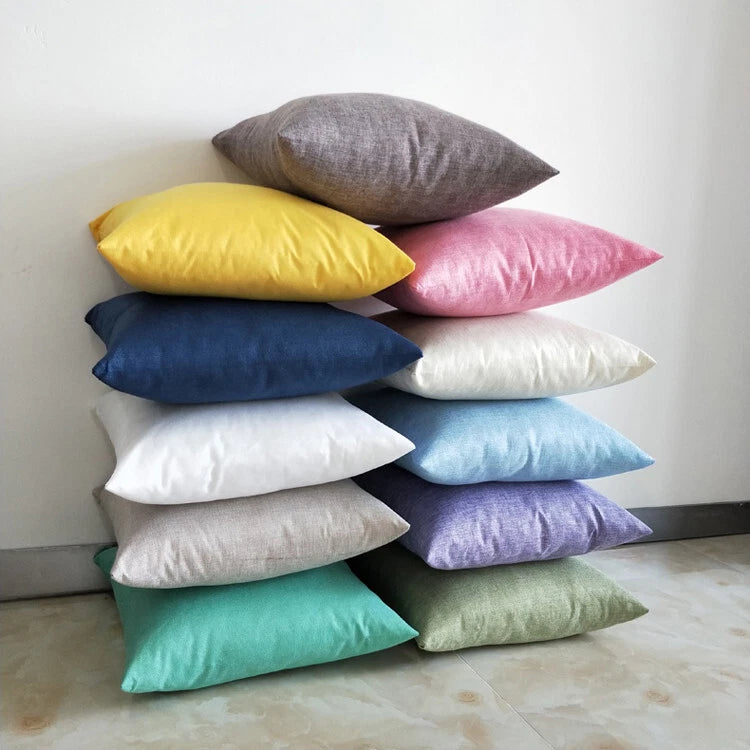 Solid Linen Cushion Cover Throw Pillow Cases for Couch Sofa Bed 16" 18" 20"