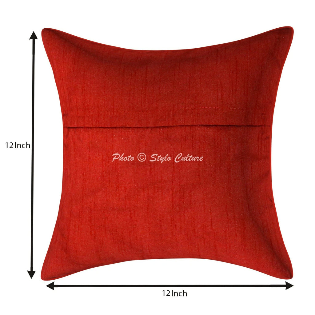 Indian Sofa Cushion Cover Handmade Brocade Silk Pillow Case Cover Throw 12 X 12"