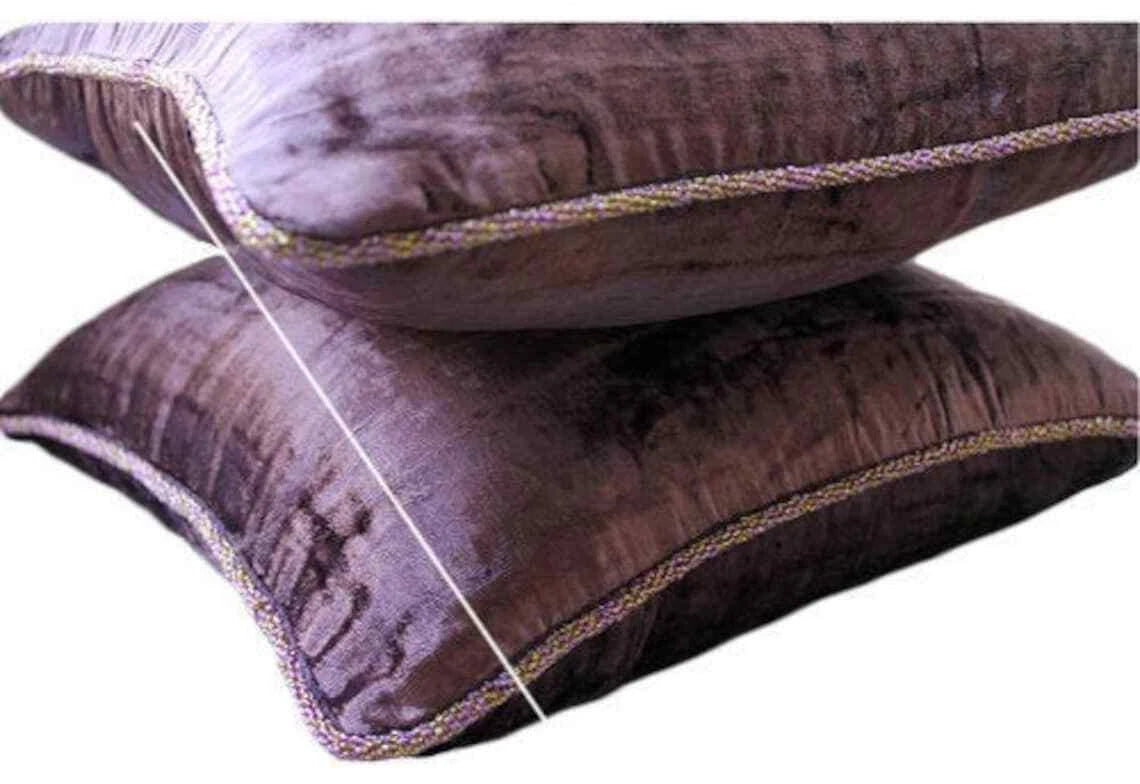 Couch Cushion Cover Purple 16"x16", Bed Decor Velvet Fabric - Plum Shimmer