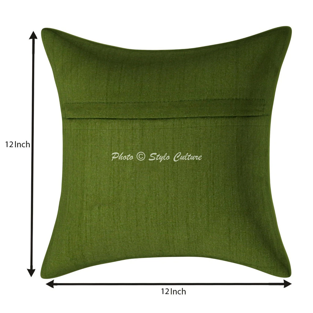 Indian Sofa Cushion Cover Handmade Brocade Silk Pillow Case Cover Throw 12 X 12"