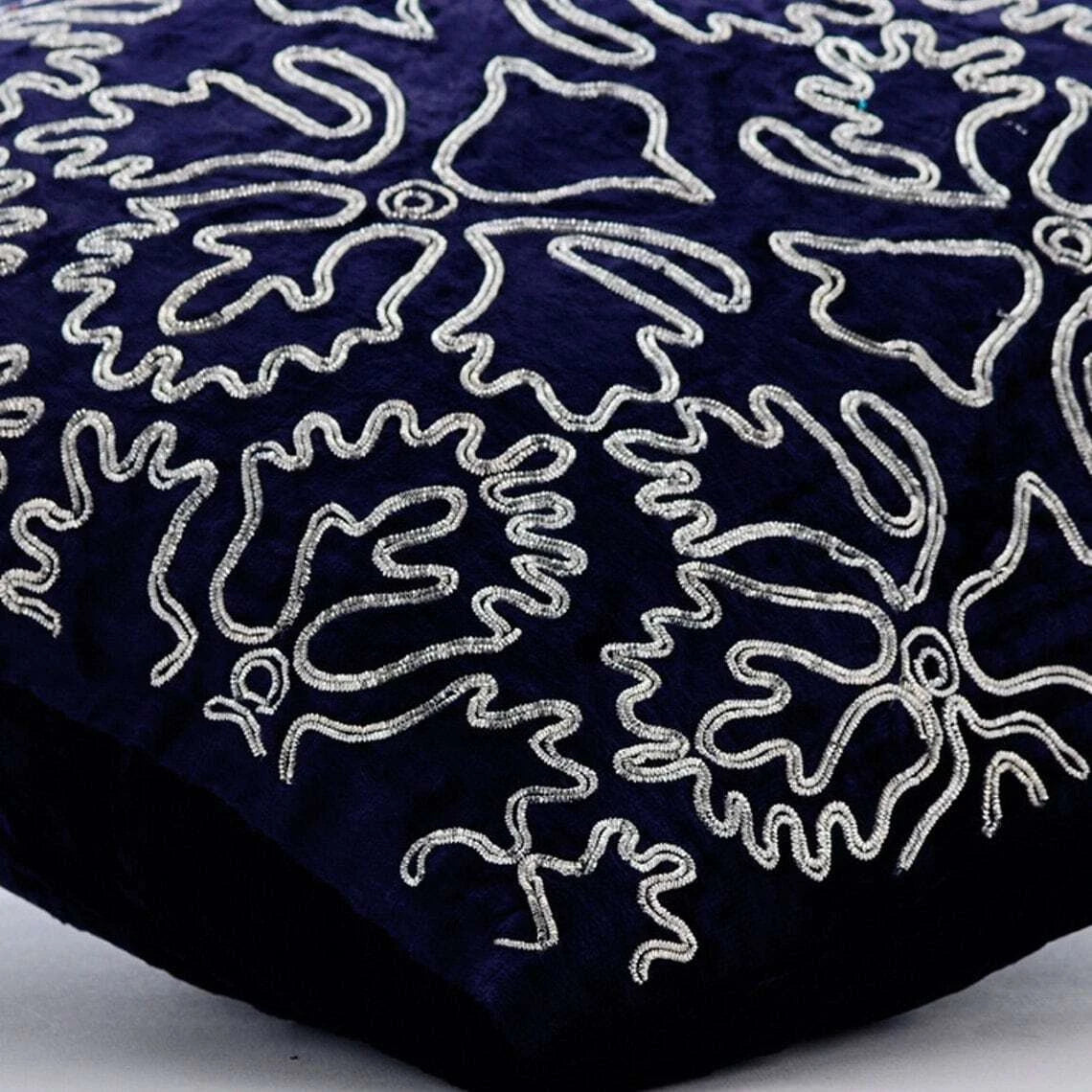 Square Sofa Cushion Case Blue 16"x16", Bed Decor Velvet - Silver Periwinkle