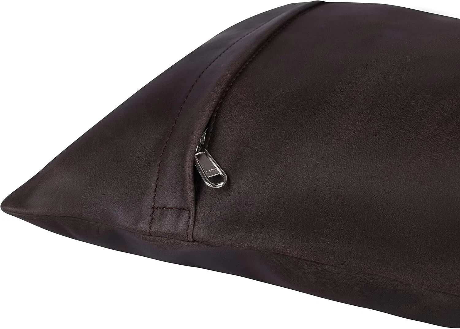 Designer Rectangular Leather Brown Crunch Plain Pillow Cover For Sofa Cushion