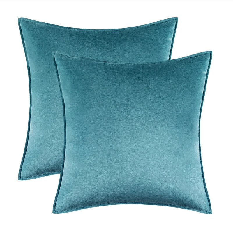 New 18" 20" 24" Velvet Piped Solid Cushion Cover Pillow Case Home Sofa Bed Decor