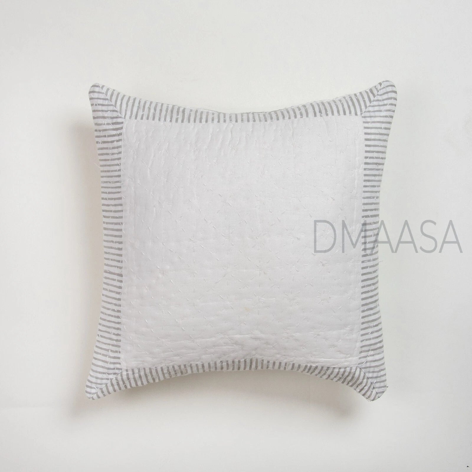 Grey Striped Block Print Cotton Indian Sofa Pillow Cover Bed Cushion Cover