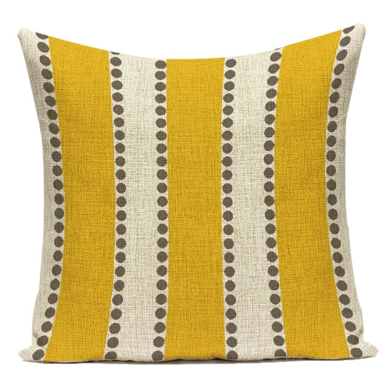 Geometry Cushion Cover Yellow Black Letter Modern Simple Pillowcase for Sofa Bed