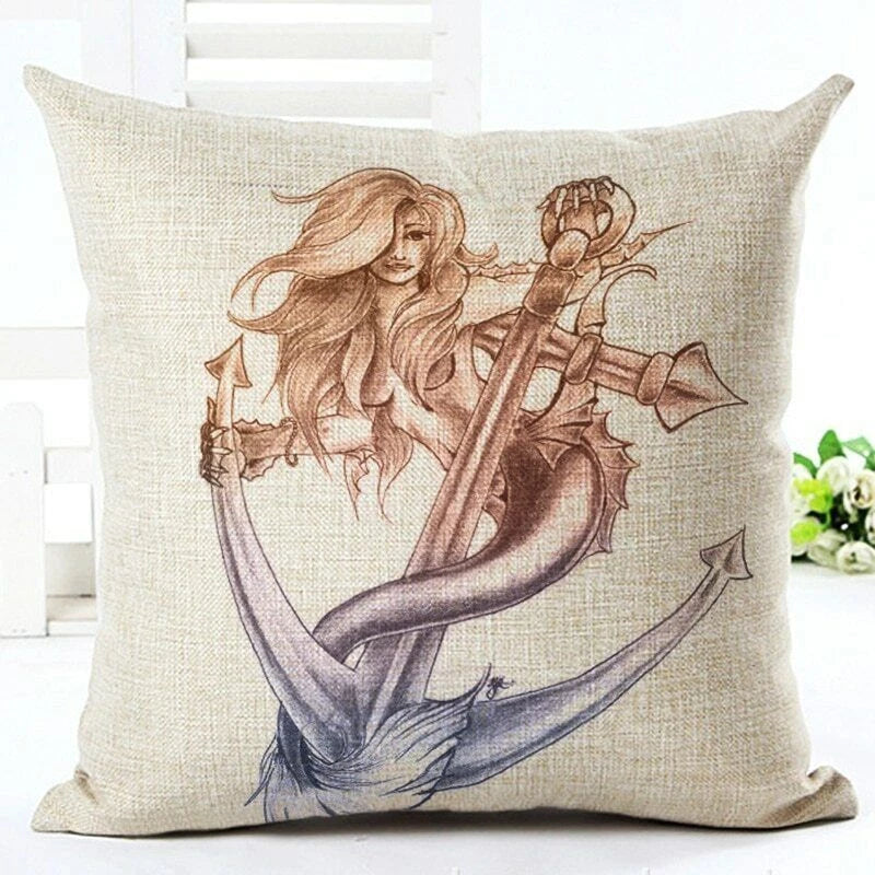 RUBYLOVE Mermaid Pattern Pillow Cushion Cover Car Home Decoration Sofa Bed