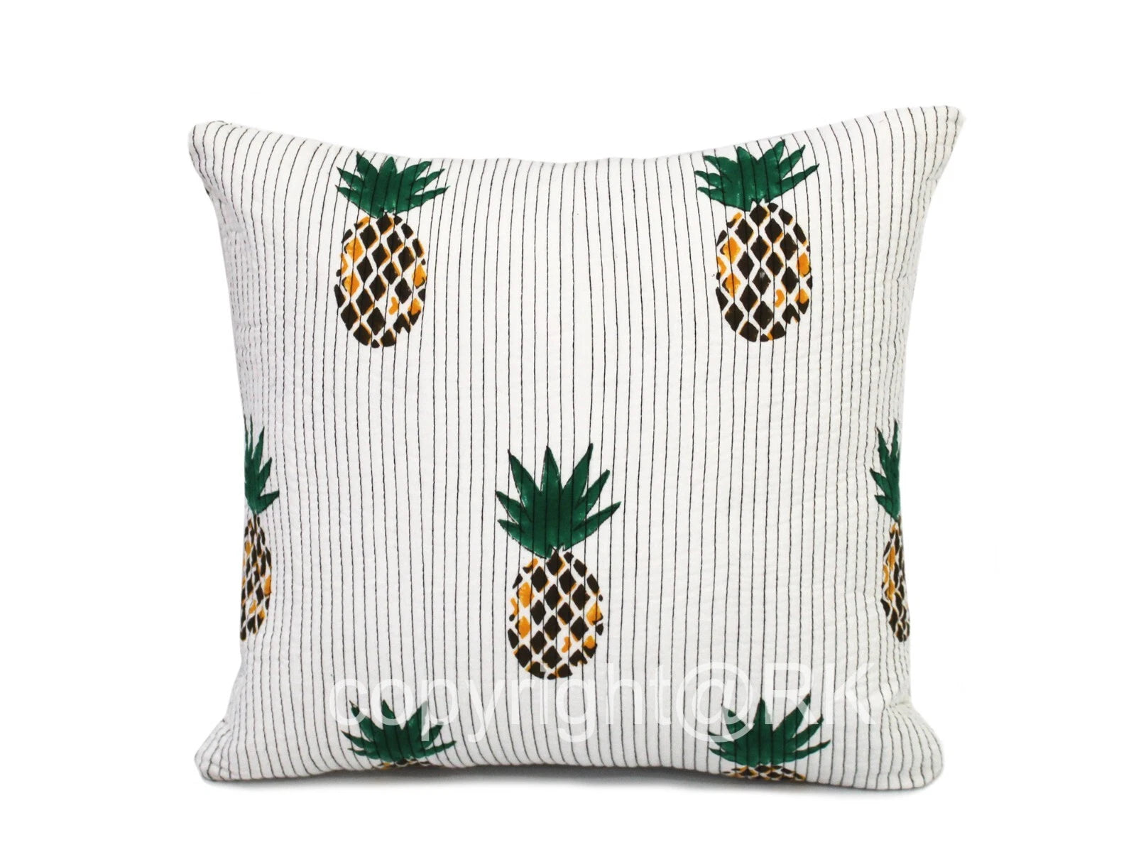 Quilted Pillow 2PC Set Pineapple Printed Pillow Cover Case Couch Cushion Cover