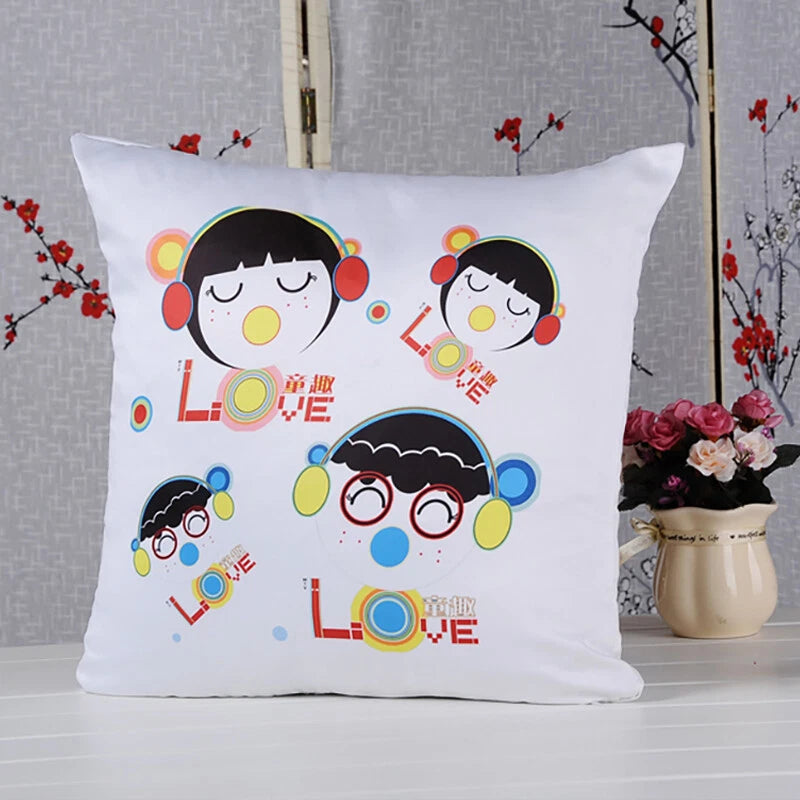 10Pcs White Sublimation Blank Pillow Case Home Sofa Car Decor Cushion Cover Gift