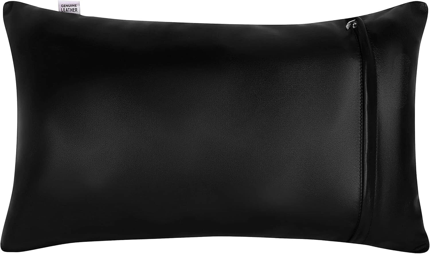 Elegant Lambskin Leather Black Plain Rectangular Pillow Cover Sofa Cushion Case