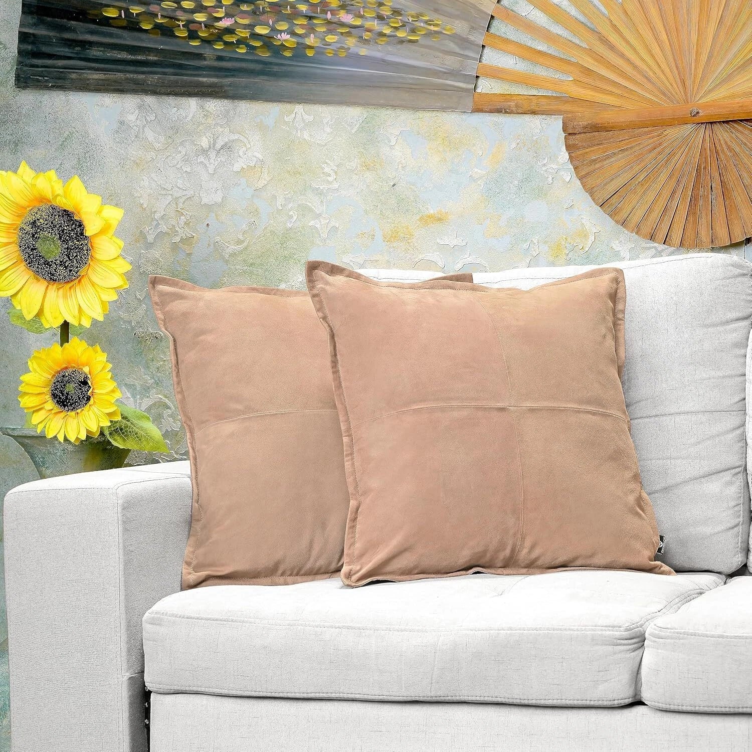 Luxurious lambskin Dusty Beige Box pillowcase Sofa Cushion & Living & Bed Room