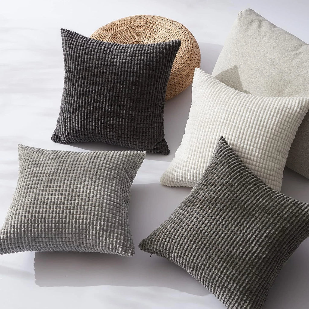 Throw Pillows Covers for Couch, Decorative Fluffy Corduroy Cushion Cover 4 PCS