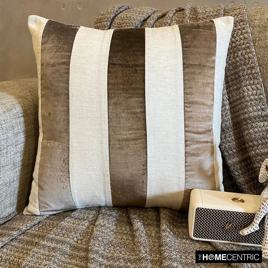 Square Couch Pillow Cover Brown 16"x16", Bed Decor velvet - Velvet Band Choco