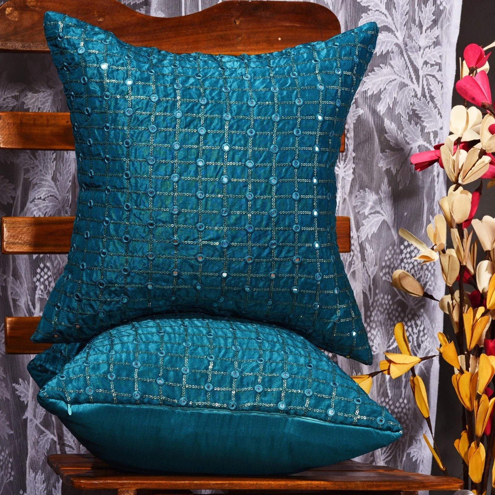 Decorative pillows for couch teal designer pillows embroidered pillow covers 2pc
