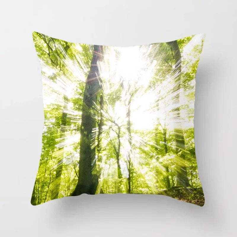 Forest Sunshine Scenery Printed Pillowcase Living Room Sofa Bed Home Decoration