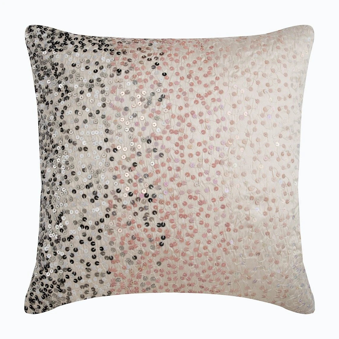 Couch Pillow Case Pink 16"x16", Bed Decor Silk Fabric - Princess Sparkle