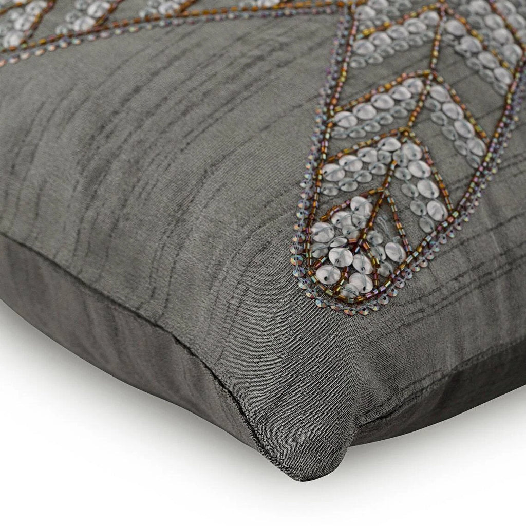 Couch Pillow Cover Grey 16"x16", Bed Decor Silk Sea Creatures - Starry Light