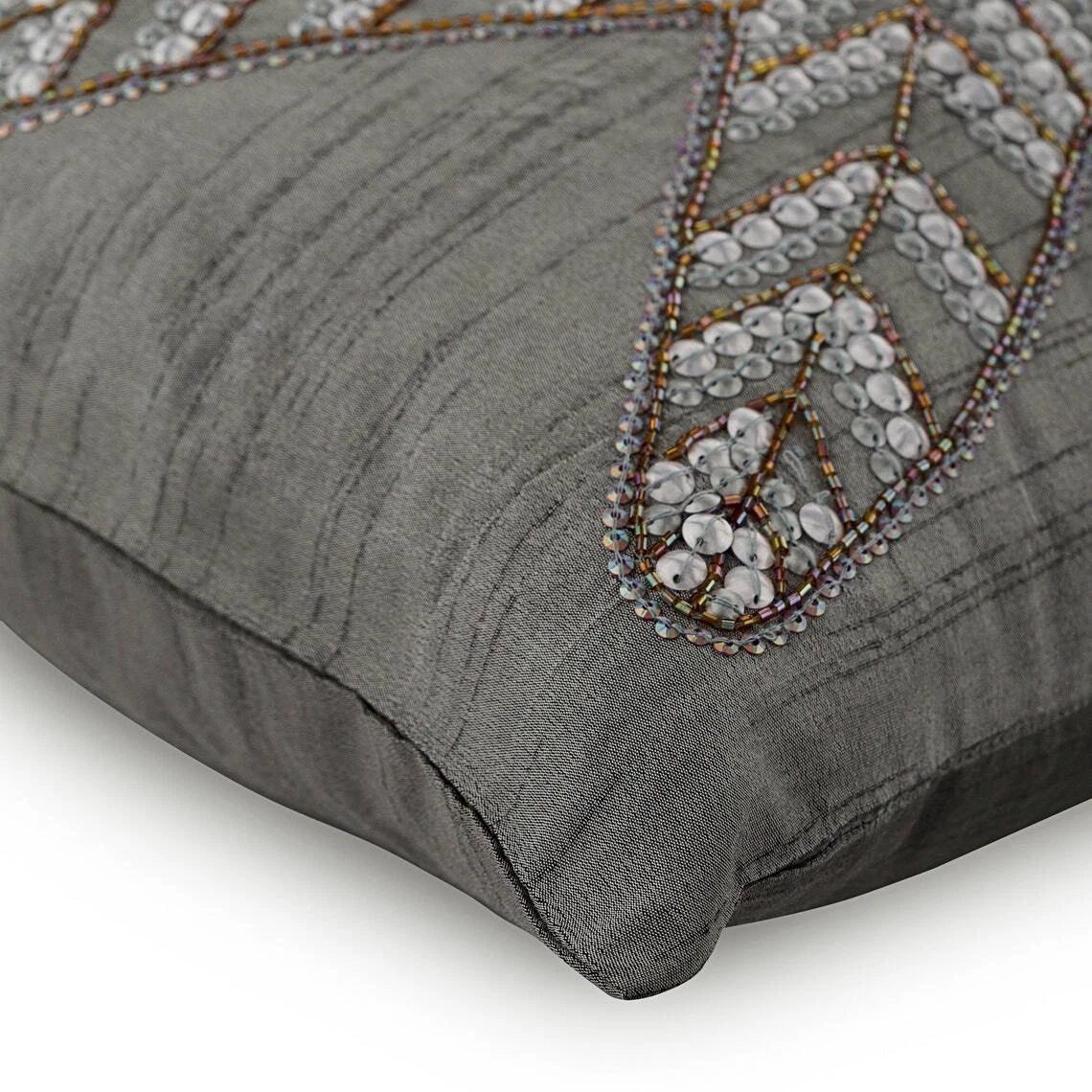 Couch Pillow Cover Grey 16"x16", Bed Decor Silk Sea Creatures - Starry Light