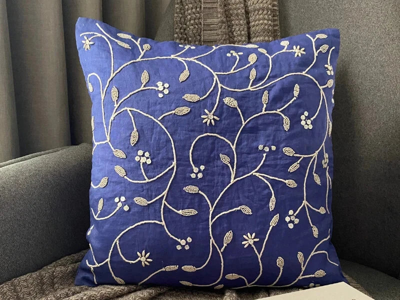 Decorative Sofa Cushion Case Blue 16"x16", Bed Decor Cotton - Day Dreamer