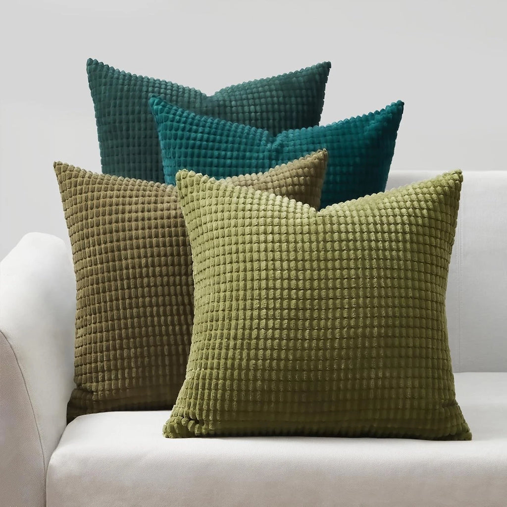 Throw Pillows Covers for Couch, Decorative Fluffy Corduroy Cushion Cover 4 PCS