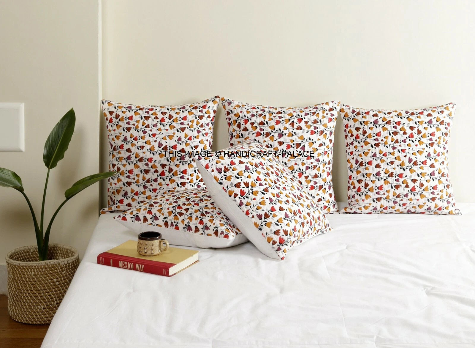 Indian Handmade Kantha Cotton Cushion Cover Bed Pillow Cases Sofa Throw-16"