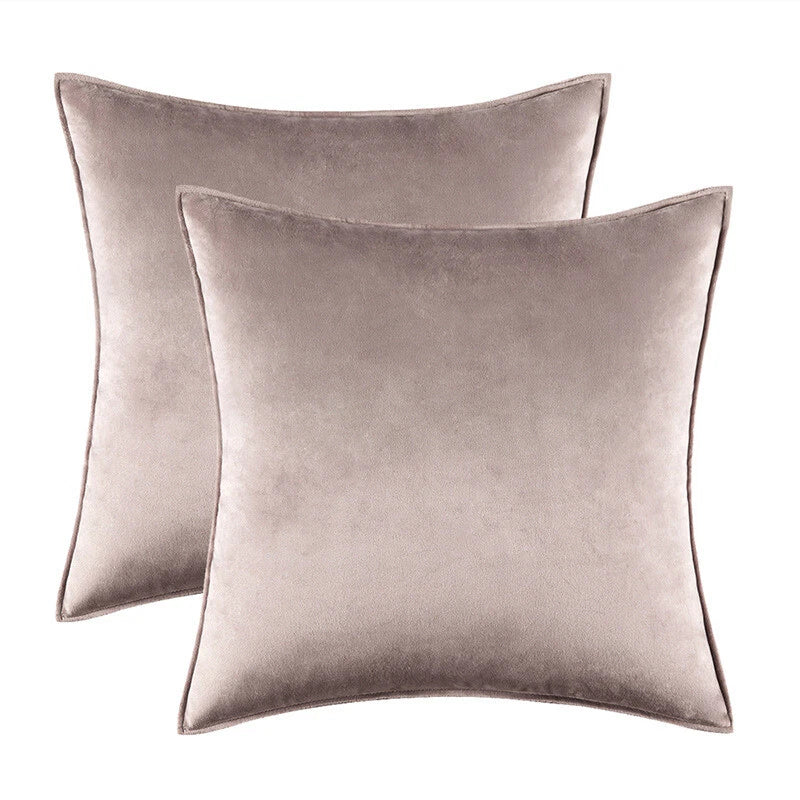 New 18" 20" 24" Velvet Piped Solid Cushion Cover Pillow Case Home Sofa Bed Decor