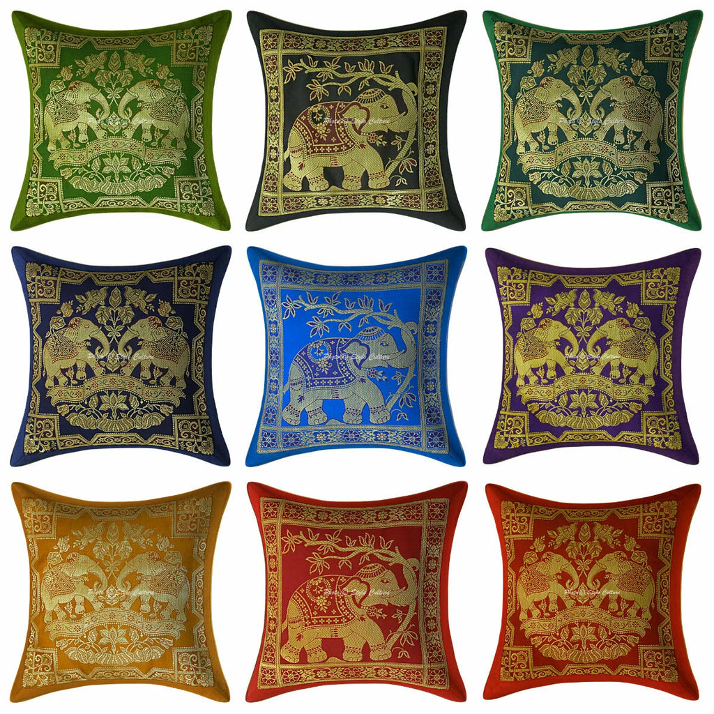Indian Sofa Cushion Cover Handmade Brocade Silk Pillow Case Cover Throw 12 X 12"